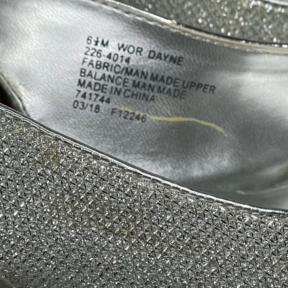 Worthington Pump Heels Slingback‎ Ankle Strap Open Toe Studded Silver Size 6.5